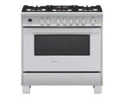 Cuisinière au Gaz de 36 po. Fisher and Paykel 4.9 pi.cu avec 5 brûleurs en Inox OR36SCG6X1