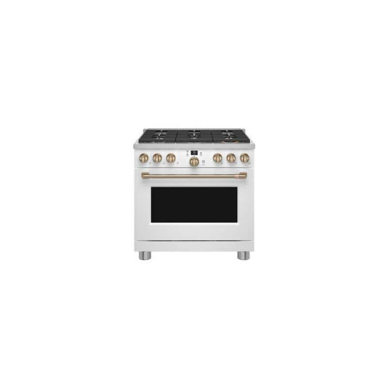 Freestanding Dual Fuel Range with 6 Burners, 36", White, GE Café C2Y366P4TW2