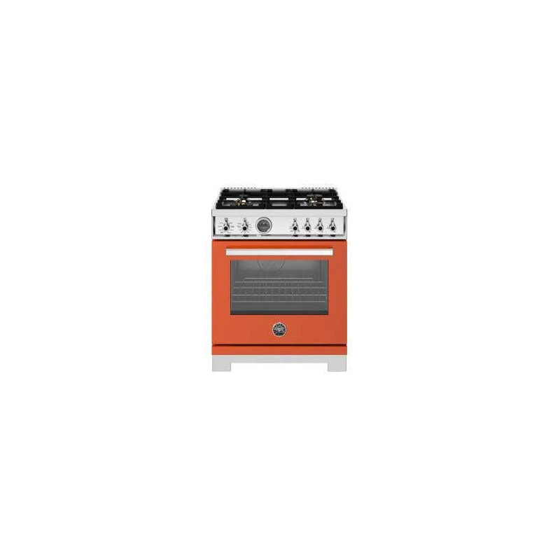 Dual energy range, 30 inches, 4 burners, self-cleaning electric oven, Orange, Bertazzoni PRO304BFEPART