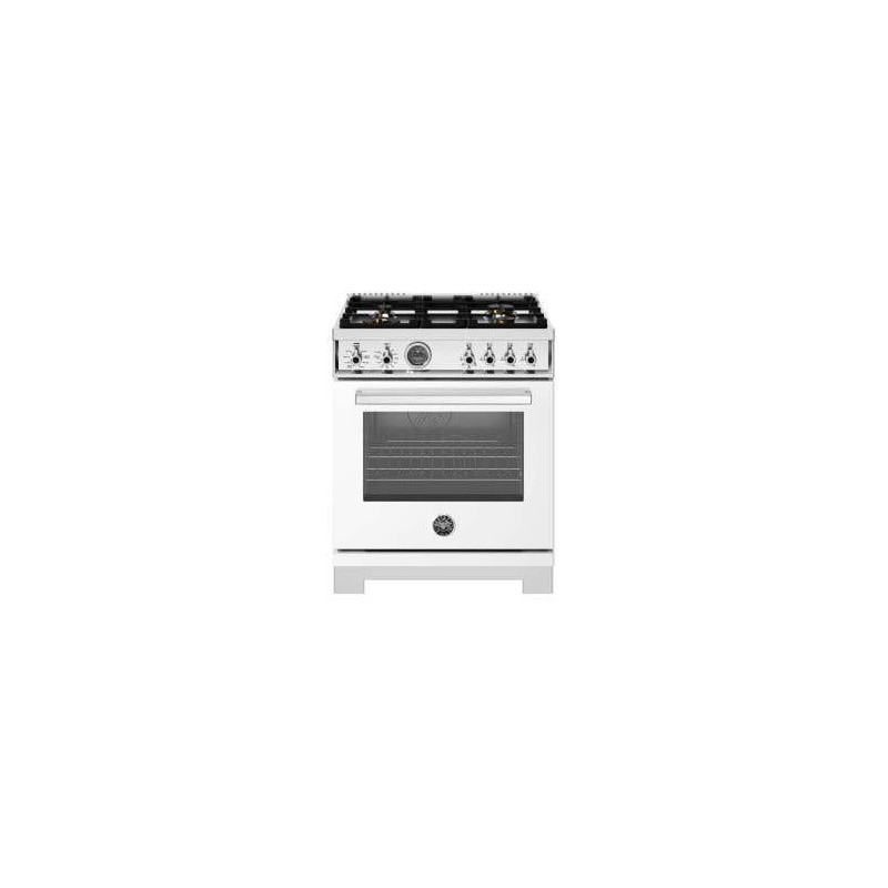 Dual energy range, 30 inches, 4 burners, self-cleaning electric oven, White, Bertazzoni PRO304BFEPBIT