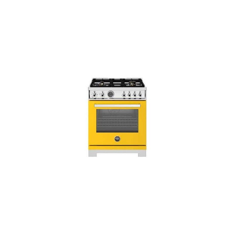 Dual energy range, 30 inches, 4 burners, self-cleaning electric oven, Yellow, Bertazzoni PRO304BFEPGIT