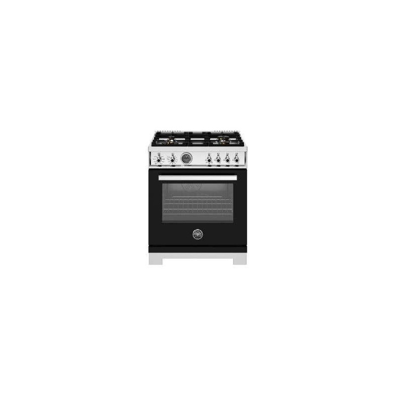 Cuisinière Biénergie, 30 pouces, 4 brûleurs , four électrique autonettoyant, Noir, Bertazzoni PRO304BFEPNET