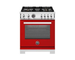 Dual energy range, 30 inches, 4 burners, self-cleaning electric oven, Red, Bertazzoni PRO304BFEPROT