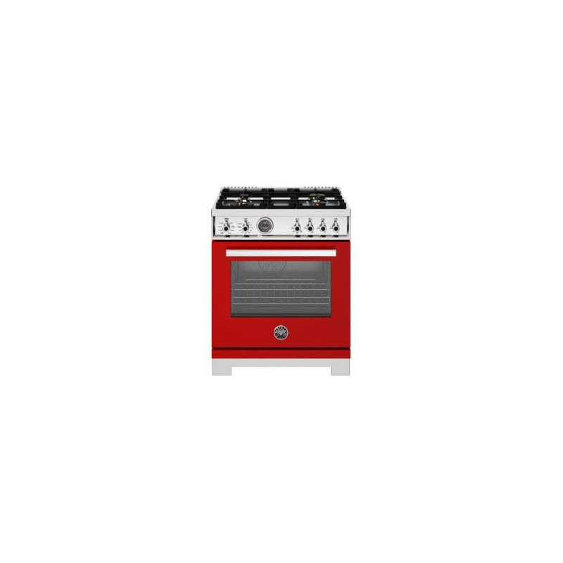 Dual energy range, 30 inches, 4 burners, self-cleaning electric oven, Red, Bertazzoni PRO304BFEPROT