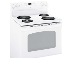 30” Spiral range. GE 5 cu.ft. with 4 burners in White JCBS280DMWW