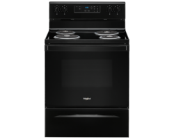 Cuisinière Spirale de 30 po. Whirlpool 4.8 pi.cu avec 4 brûleurs en Noir YWFC150M0JB