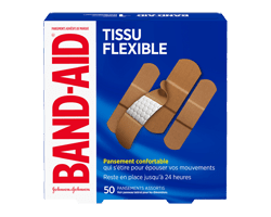 BAND-AID Pansements en tissu flexible paquet familial, 50 unités