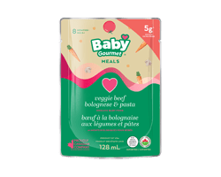 BABY GOURMET Nourriture biologique pour bébé, 128 ml, étoiles à la sauce bolognaise au bœuf et aux légumes