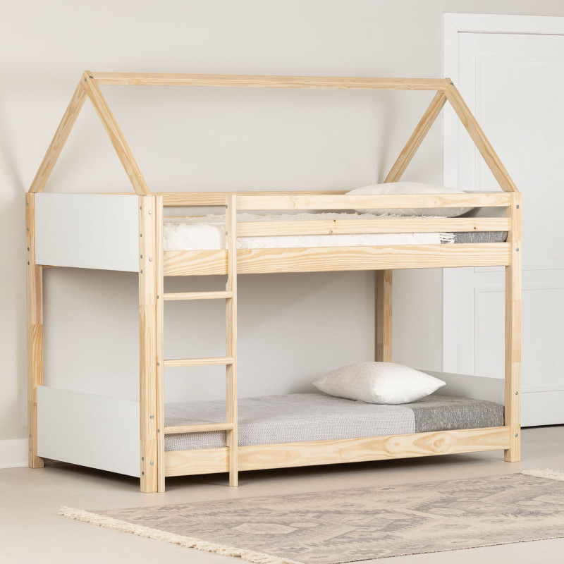 House Bed Bunk Beds - Sweedi White and Natural