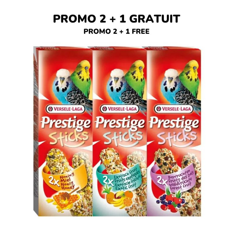 Trio 2+1 Bâtonnets Prestige Sticks pour Perruches 6 x 30g – Versele-Laga