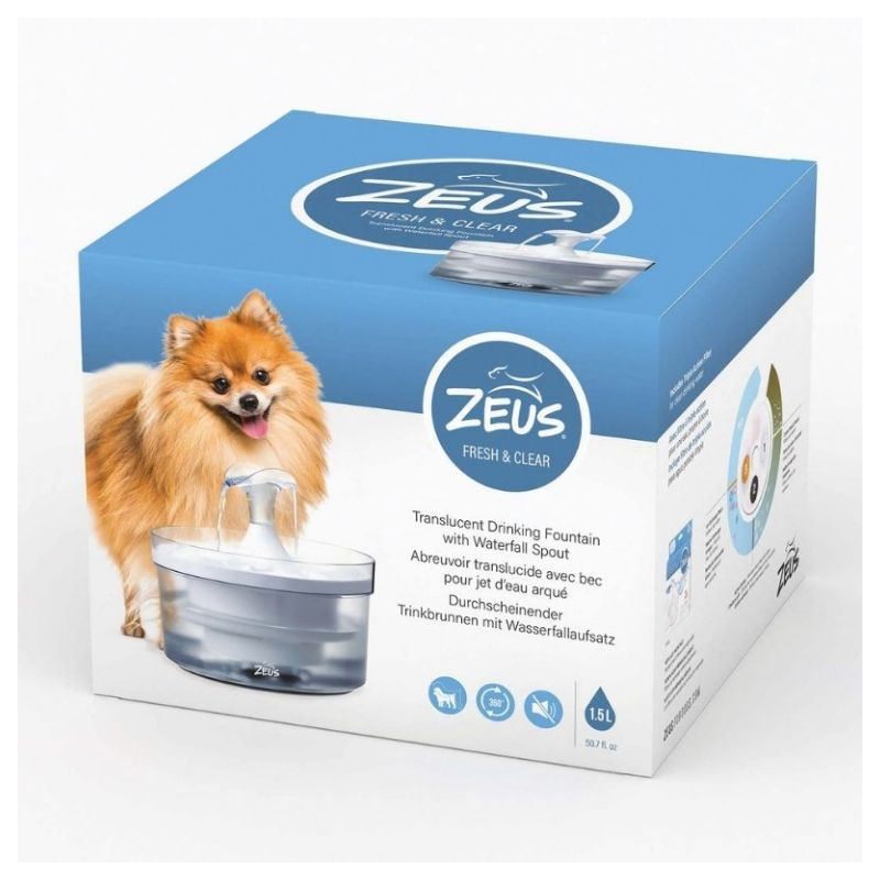 Abreuvoir Fresh & Clear Zeus avec bec pour jet d’eau pour chiens, 1,5 L