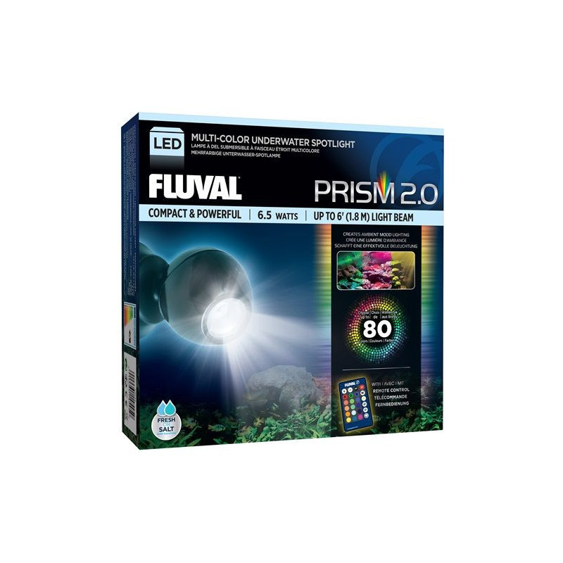 Lampe à DEL submersible Prism 2.0 Fluval à faisceau étroit multicolore, 6,5 W