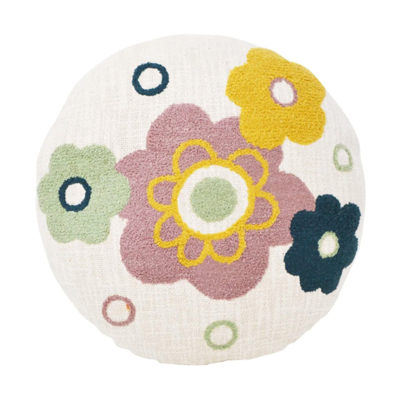 Clément - Maison Coussin Rond Fleurs 35cm