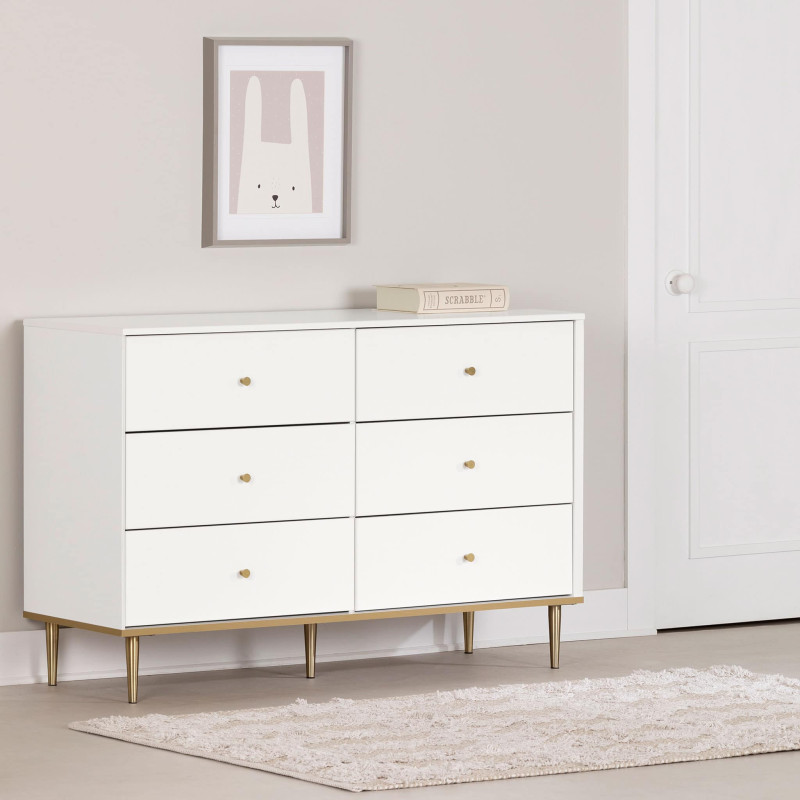 Double desk with 6 drawers - Dylane Solid white