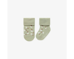 Pale green stretchy socks with pears, newborn