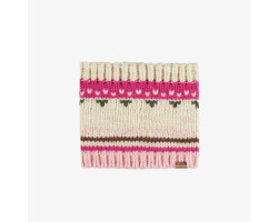 Pink and cream patterned neck warmer, baby