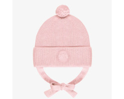 Light pink knitted toque with pompom, baby