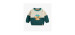 Long sleeve knitted sweater in green, cream and insect jacquard pattern, baby