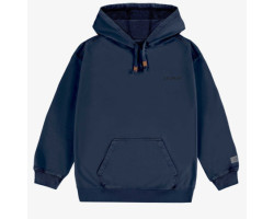 Loose-fitting navy hoody in French cotton, adult