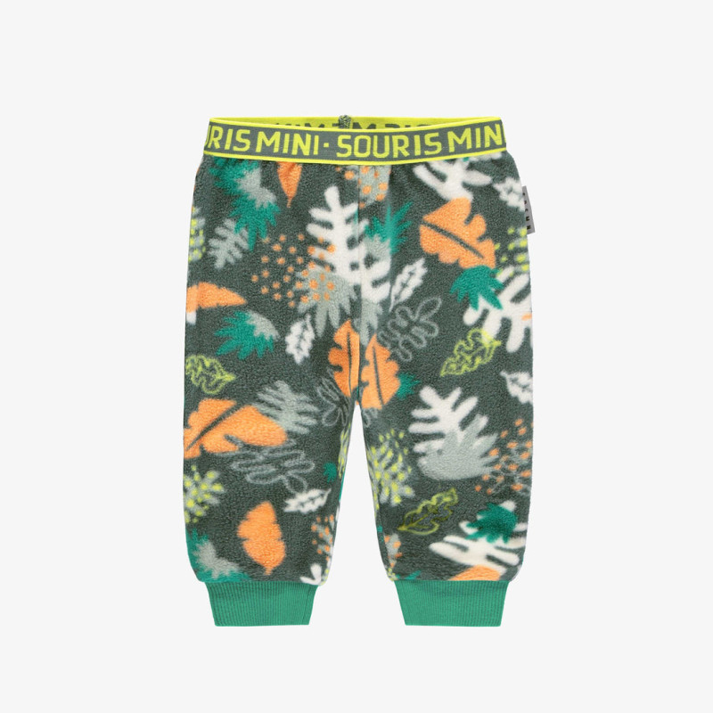Green fleece pant with nature pattern, baby