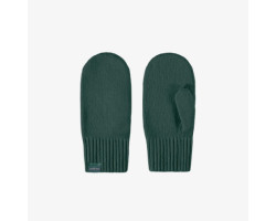 Teal green knitted mittens, child