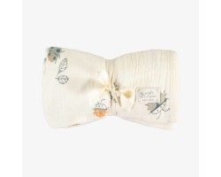 Cream blanket with pattern in muslin, newborn