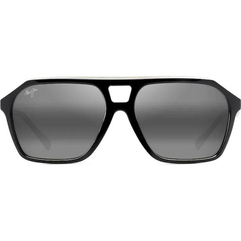 Wedges Aviator Sunglasses - Black Gloss Crystal Interior - Gray Polarized Lenses