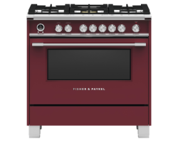 Cuisinière au Gaz de 36 po. Fisher and Paykel 4.9 pi.cu avec 5 brûleurs en Rouge OR36SCG6R1