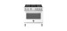 Dual energy range, 36 in, 5 burners, electric oven, white, Bertazzoni MAS365DFMBIV