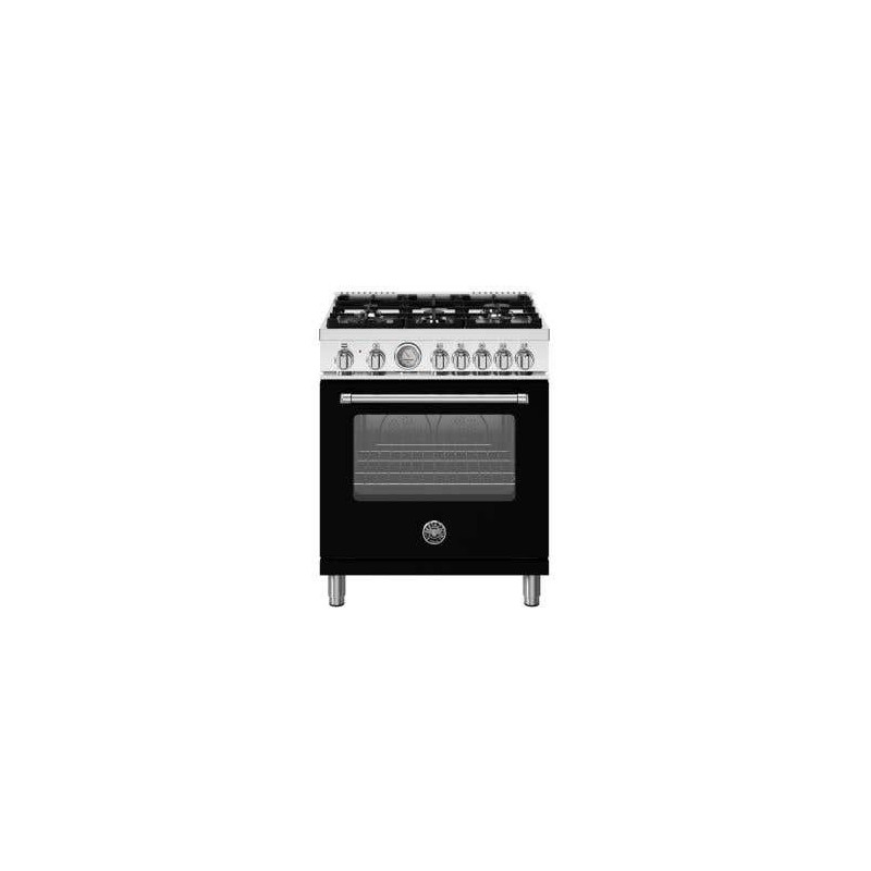 Dual energy range, 30 in, 5 burners, electric oven, black, Bertazzoni MAS305DFMNEV