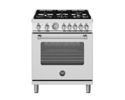 Cuisinière Biénergie, 30 po, 5 brûleurs, four électrique, acier inoxydable, Bertazzoni MAS305DFMXV