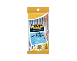 BIC Round Stic Grip stylos, 8 unités