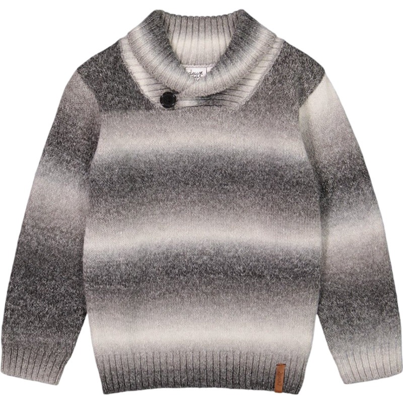 Gray gradient knit sweater with shawl collar - Little Boy