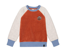 Colorblocked Raglan Velvet Ribbed Fleece Sweater - Little Boy