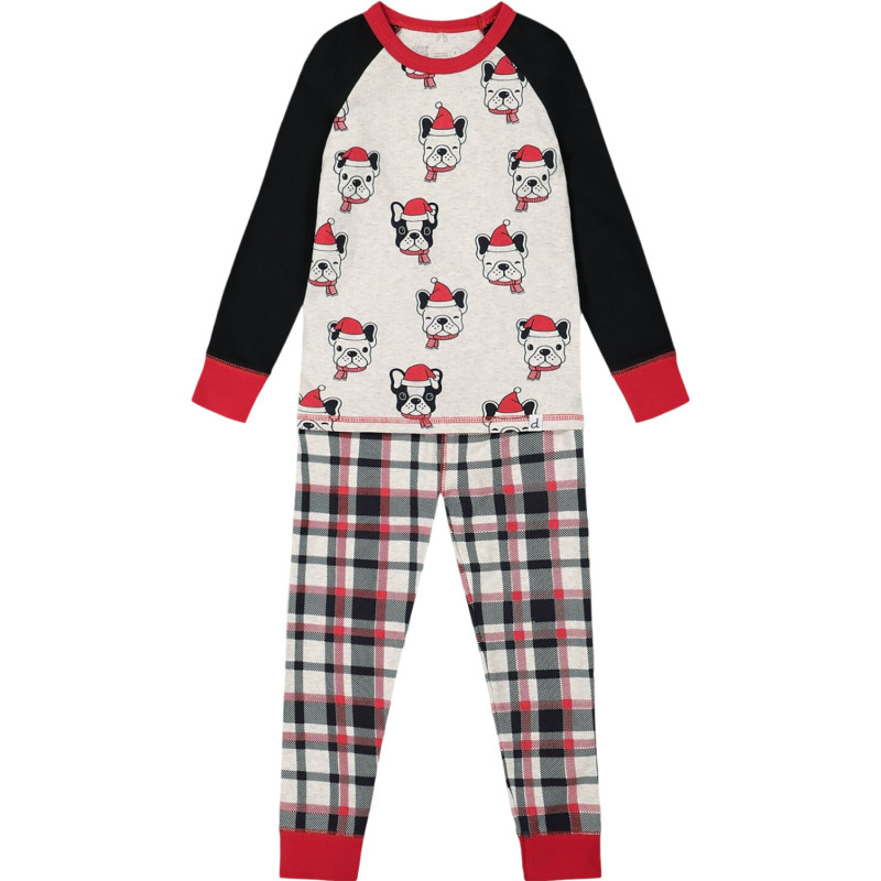 Deux par Deux Pyjama deux pièces en coton biologique avec imprimé chiens de Noël - Petit Garçon