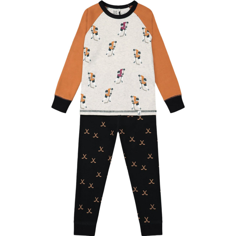 Two-piece organic cotton pajamas with hockey player print - Toddler Boys