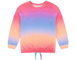 Multicolor gradient French terry athletic fleece sweater - Little Girl