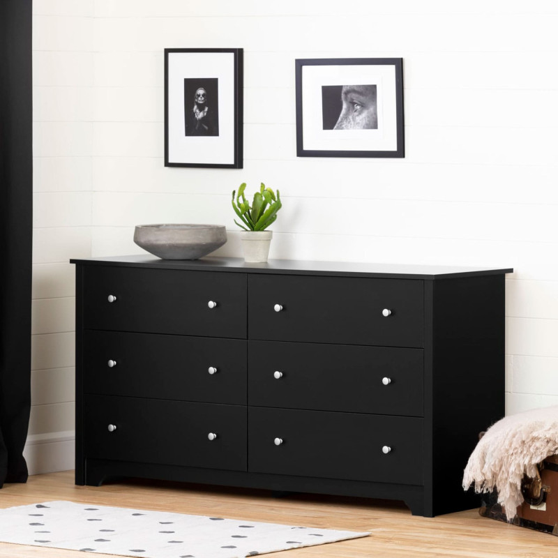 Vito 6-Drawer Double Dresser - Solid Black