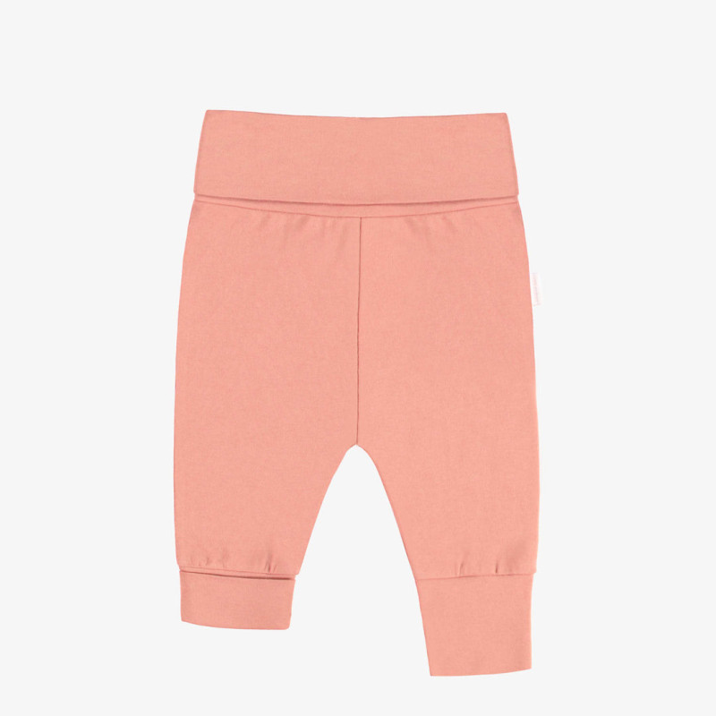 Plain peach evolutive pants in stretch jersey, baby