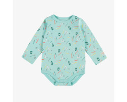 Blue bodysuit with long sleeves and print in jersey, baby