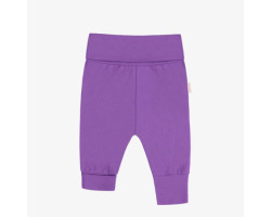 Plain purple evolutive pants in stretch jersey, baby