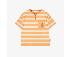 Peach and cream short sleeves t-shirt with stripes, baby