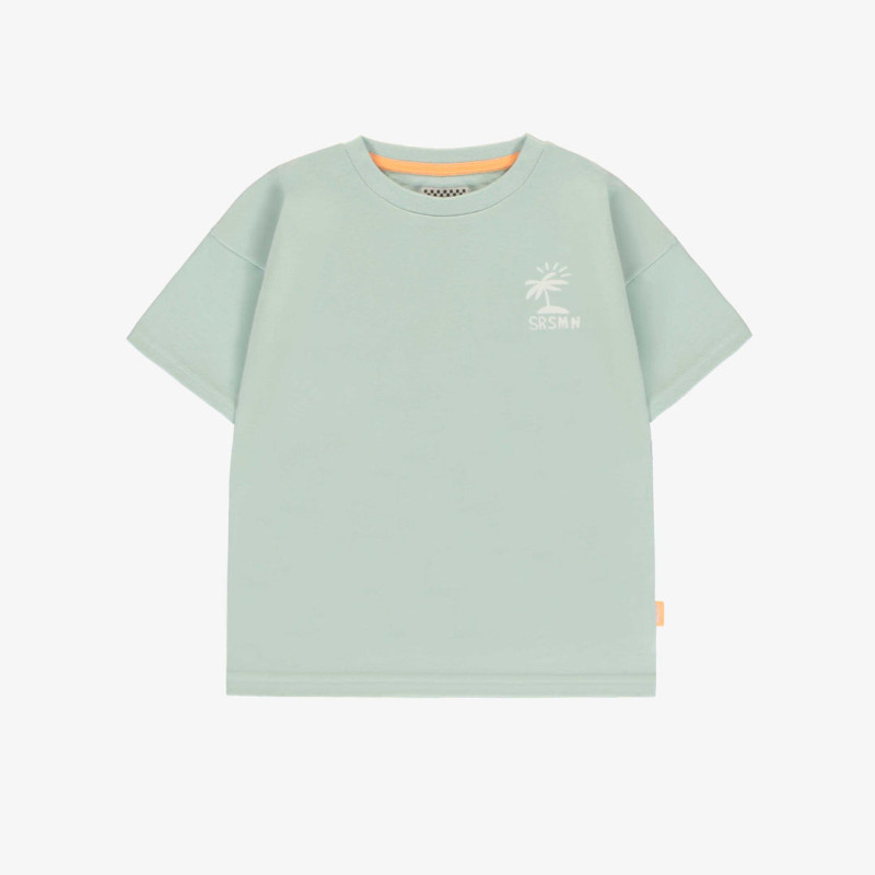 Sage green short-sleeved t-shirt with illustrations, baby