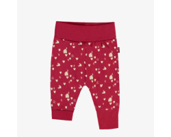 Red evolutive pants with little cream hearts print in jersey, baby