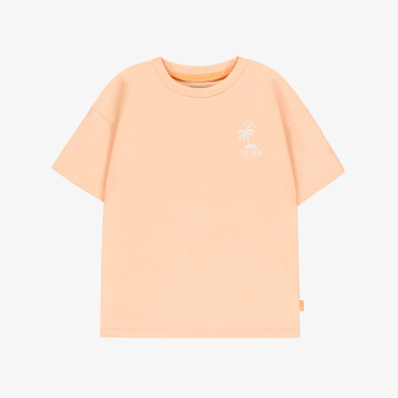 Peach short-sleeved t-shirt with illustrations, child