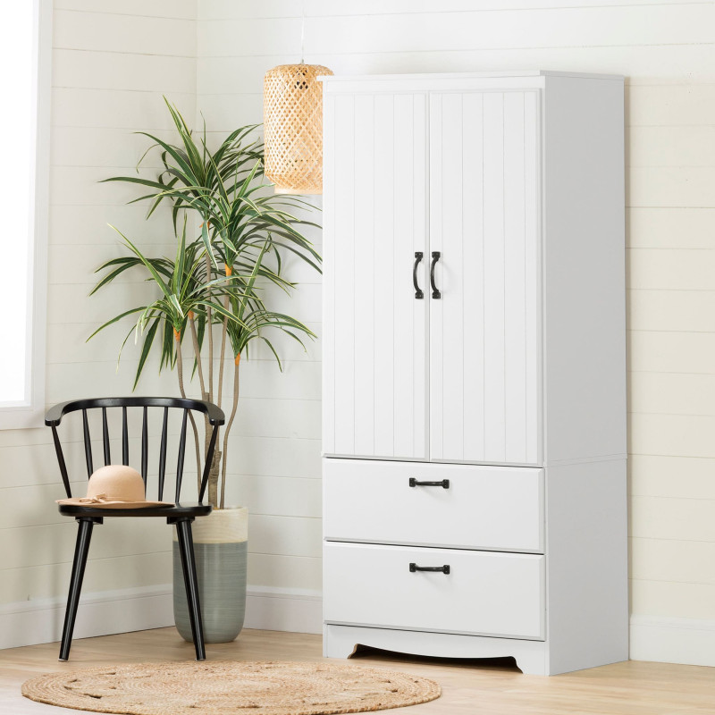 South Shore Armoire penderie - Farnel Blanc Solide