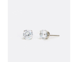 Boucles d'oreilles rondes en argent sterling avec zircon cubique 5 mm