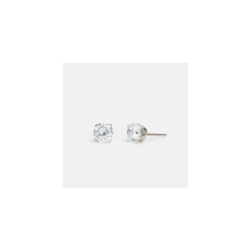 Boucles d'oreilles rondes en argent sterling avec zircon cubique 5 mm