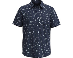 Short-sleeved printed button-down shirt - Men's