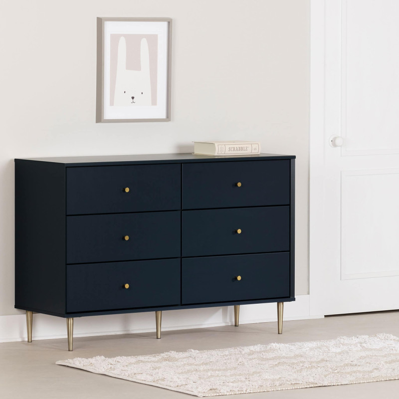 Double desk with 6 drawers - Dylane Navy Blue